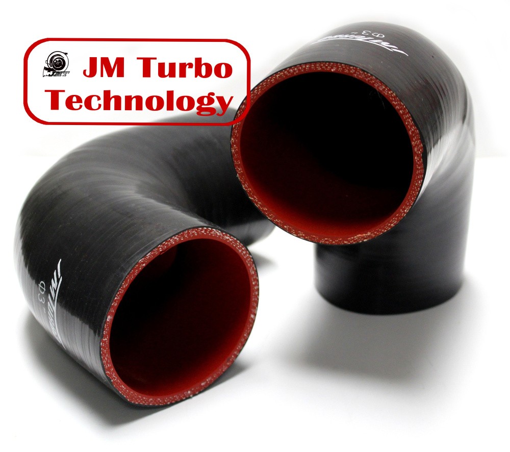 Squirrelly 3.25 inch 3-Ply 90 Degree Elbow Silicone Coupler Turbo Intake Intercooler Pipe Black 